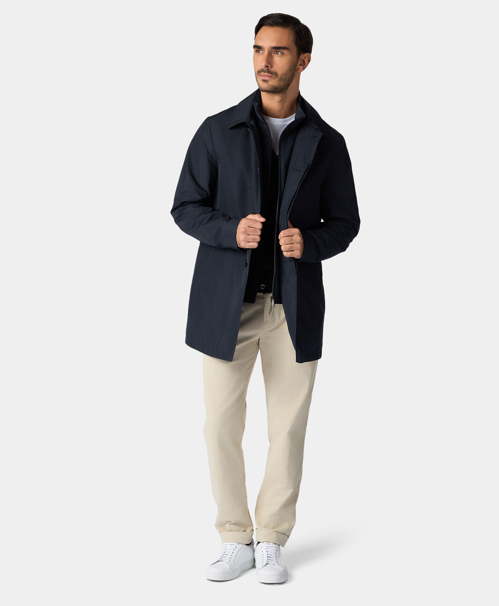 Mens pleated cotton chinos on sale