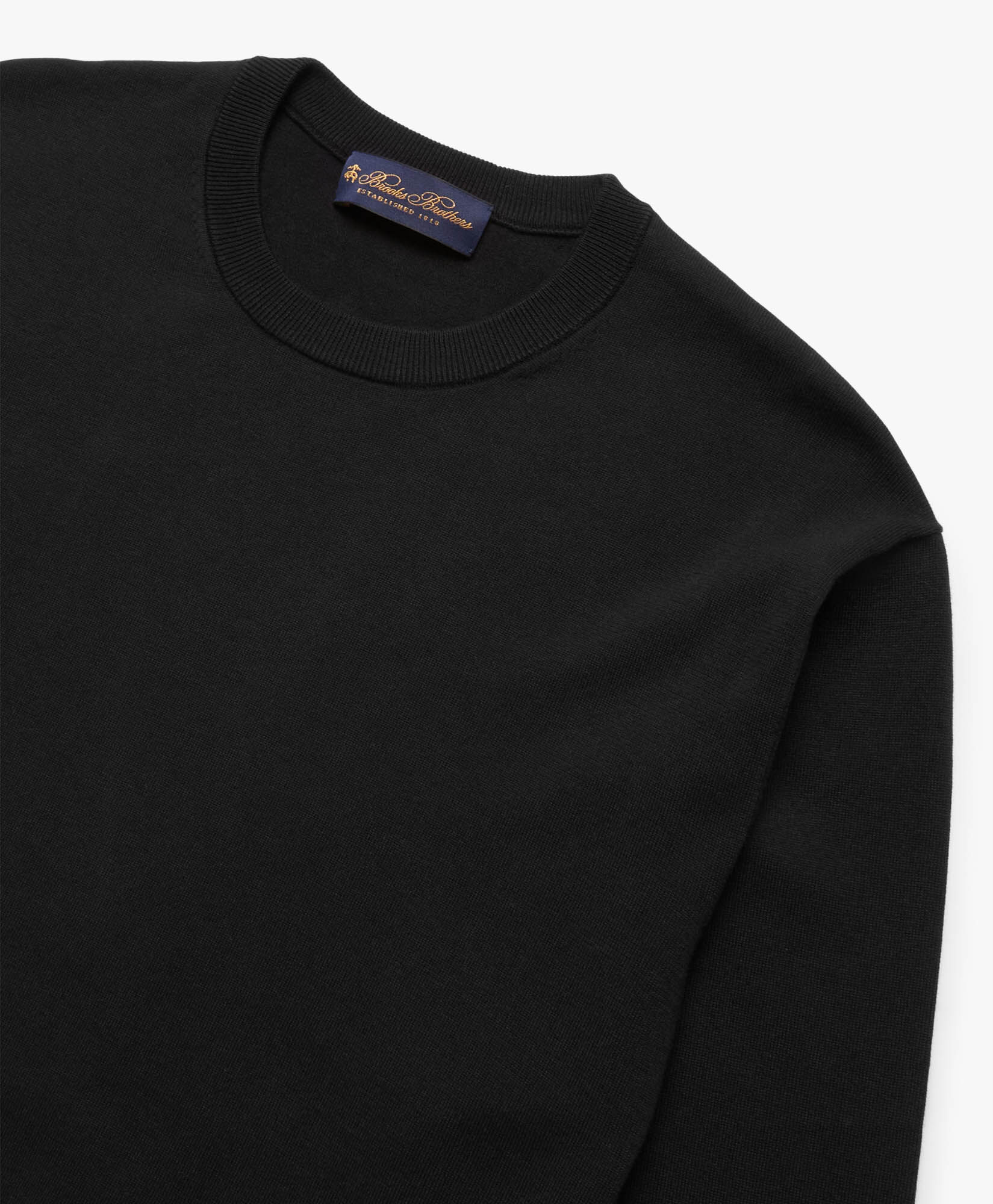 Brooks Brothers Cotton Crewneck Black KNCRN008COPCO002BLAKP001