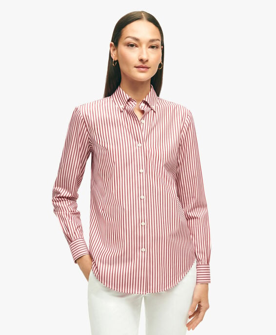 Brooks Brothers Pink Classic Fit Non-Iron Stretch Supima Cotton Shirt with Button Down Collar Pink 1000096410US100202165
