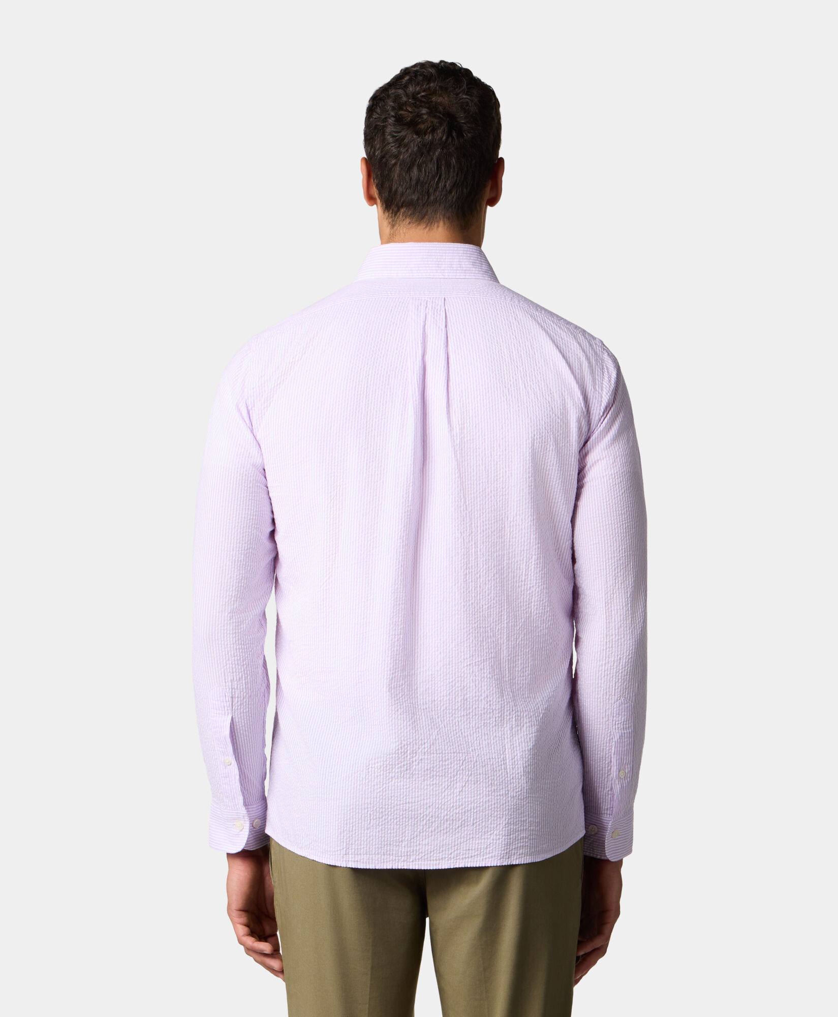 Brooks Brothers Slim Fit Striped Seersucker Button Down Shirt Lilac CSHBD013COPCO001LILCF001