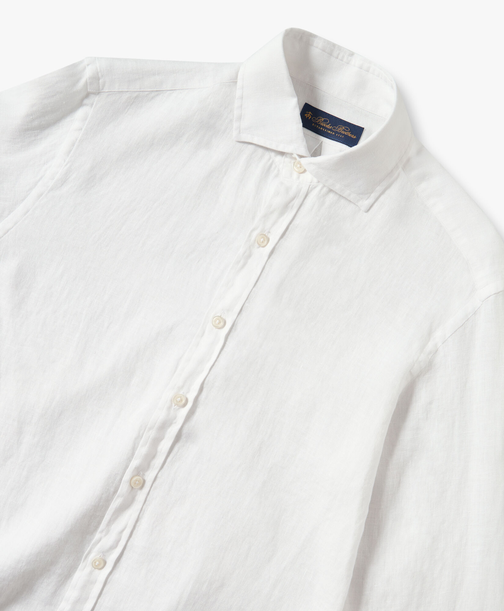 Brooks Brothers Slim Fit Linen Spread Collar Shirt White CSHSP002LIPLI001WHITP001