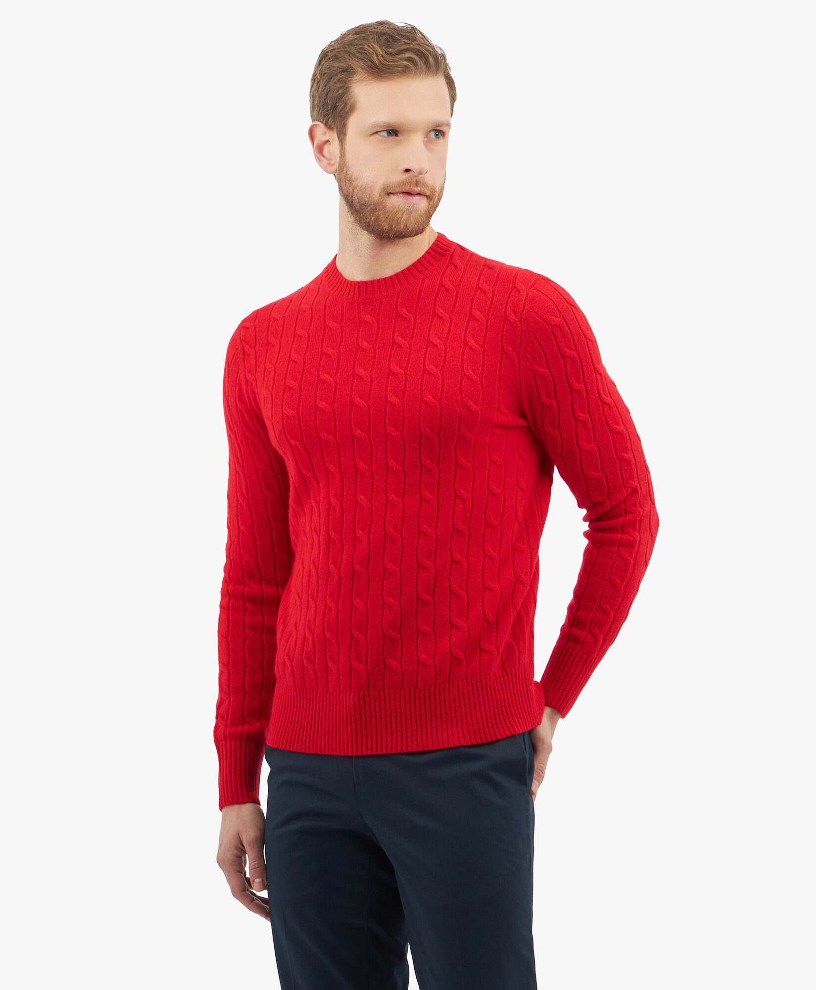 Lambswool Cable Crewneck Knit Sweater in Red for Men Brooks Brothers UK
