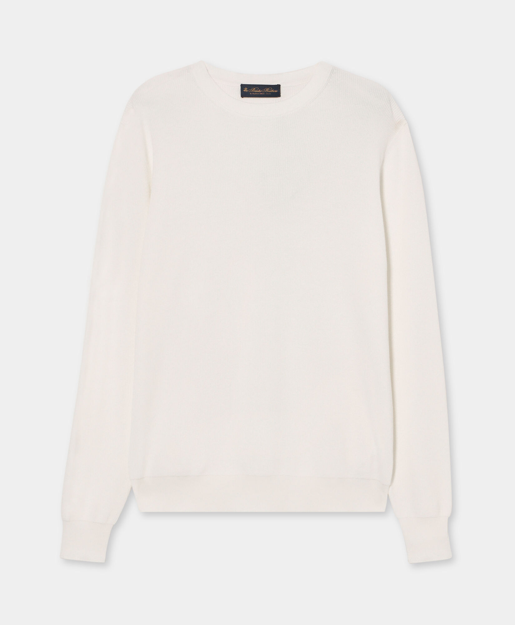 Brooks Brothers Pull Col Rond en Coton Blanc KNCRN047COPCO002WHITP001