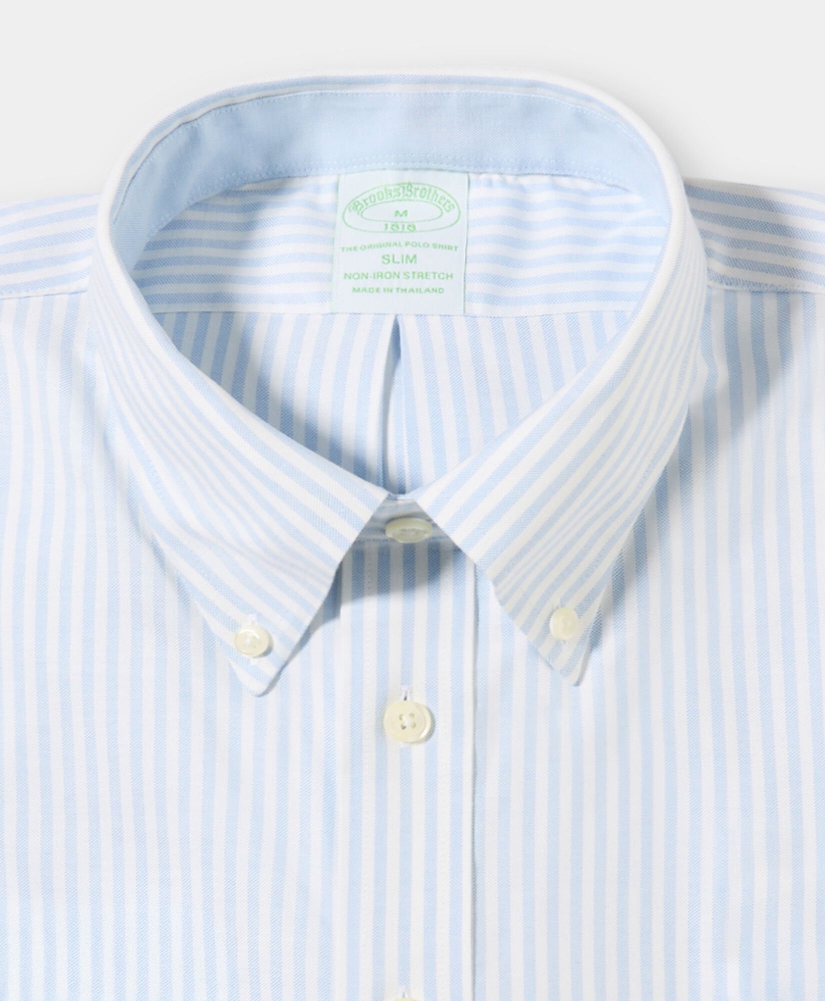 Brooks Brothers Slim Fit Non-Iron Herringbone Supima Shirt with Ainsley Collar Blue 1000105930US100224408