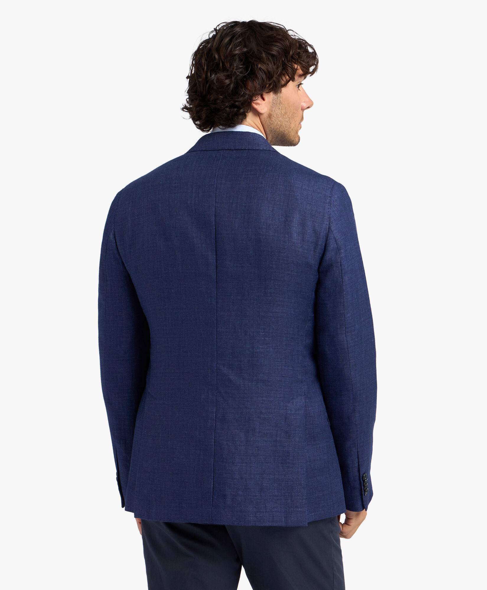 Navy Linen and Virgin Wool Blend Blazer in Bluette for Men Brooks Brothers EU
