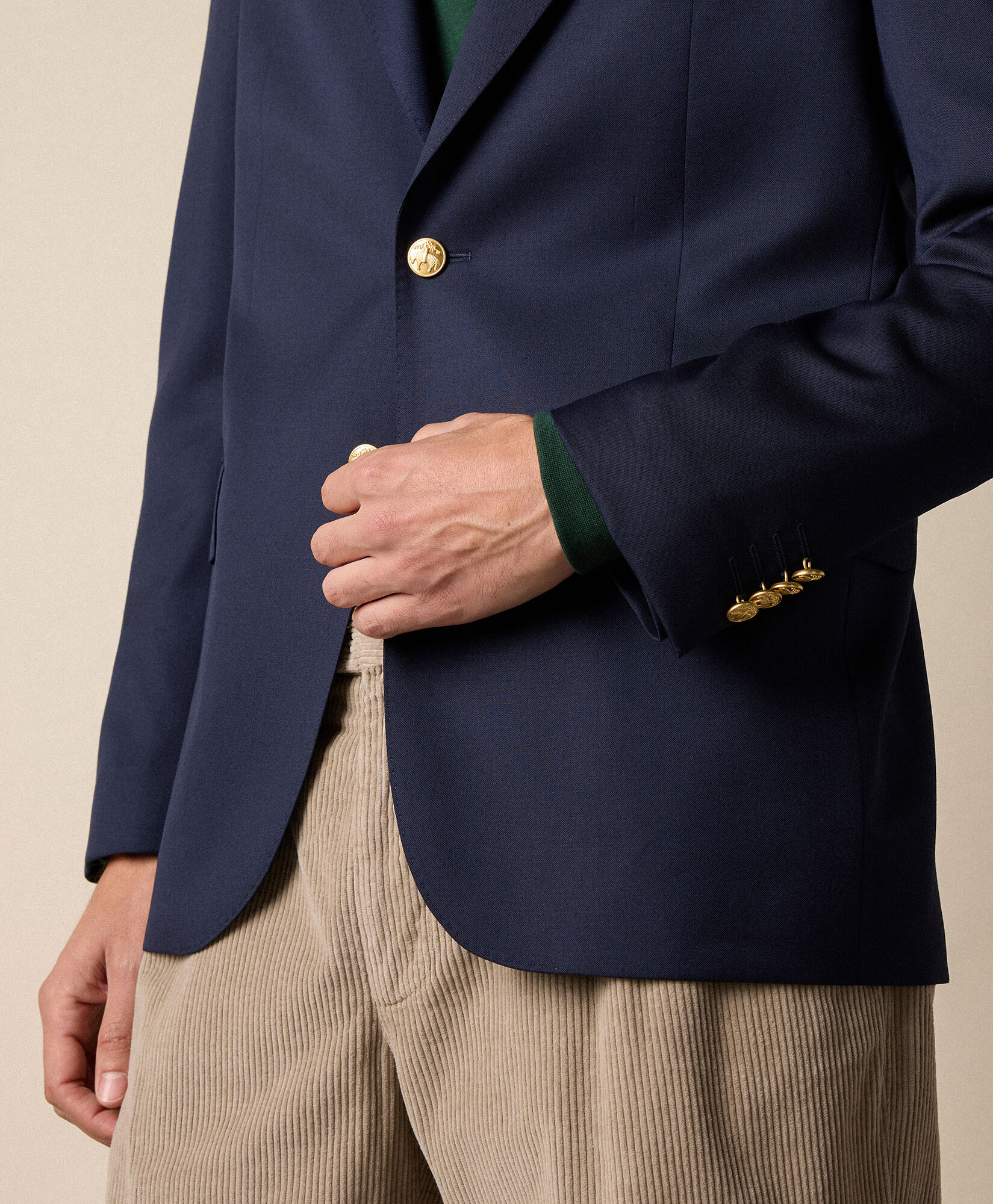 Brooks Brothers Blazer en Laine Vierge avec Boutons Dorés Bleu Marine JKREG085WVPWV003NAVYP004