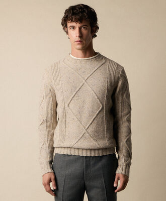 Brooks Brothers Donegal Wool Blend Crewneck Natural KNCRN067WOBPA003NATLP001