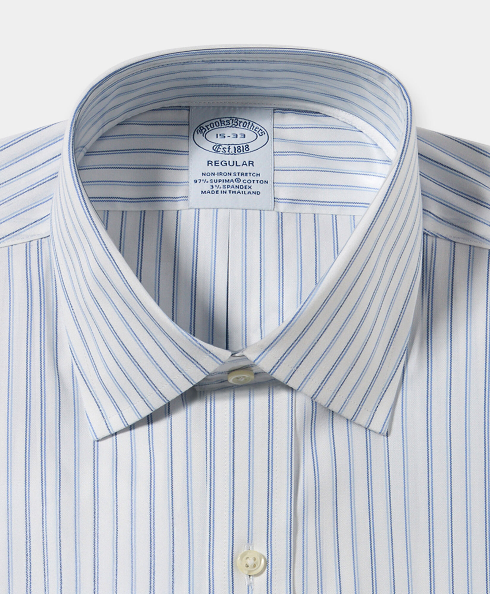 Brooks Brothers Regular Fit Non-Iron Oxford Pinpoint Shirt with Ainsley Collar Blue 1000103090US100218808