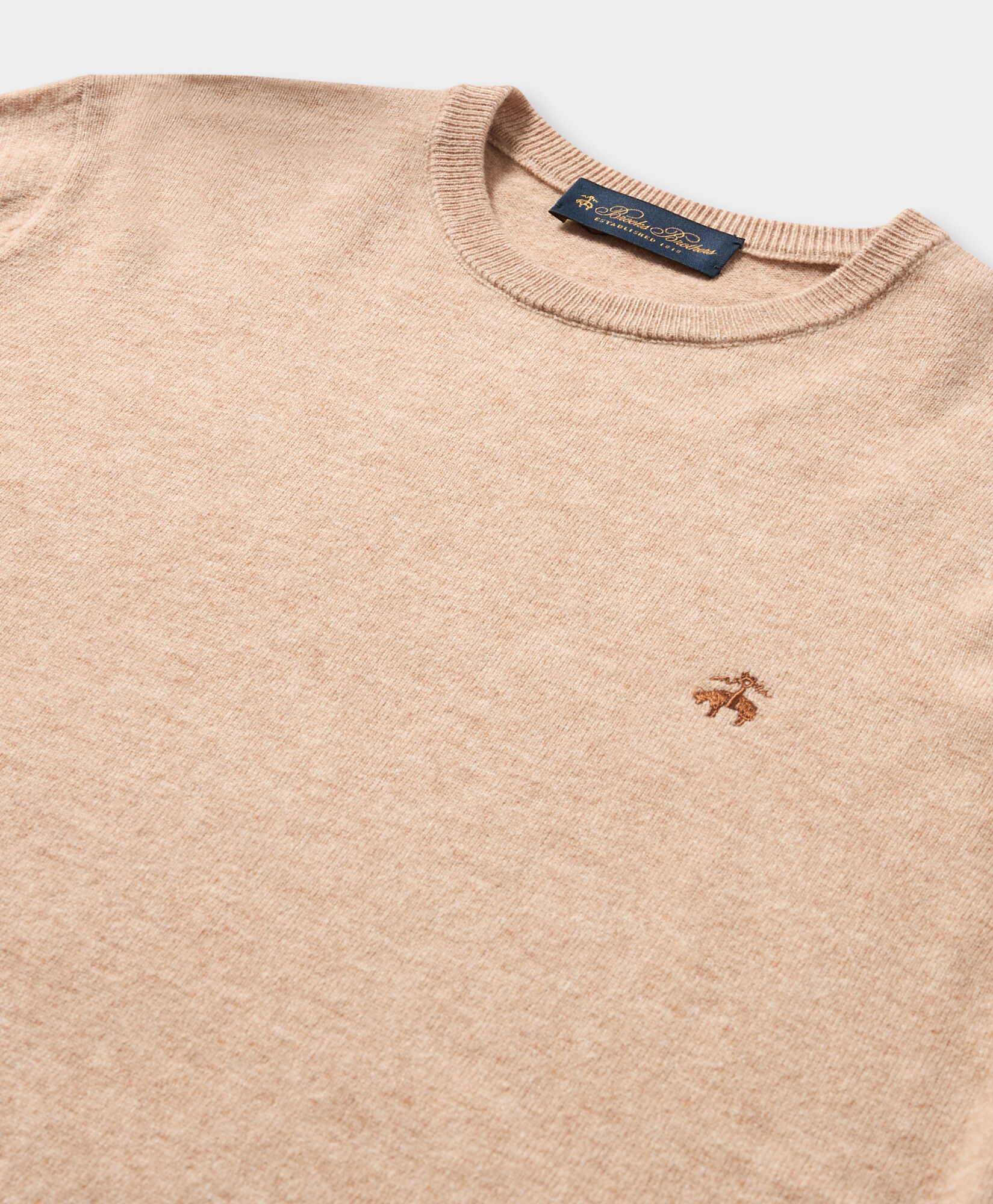 Brooks Brothers Maglione Girocollo in Lana d'Agnello Cammello KNCRN063WOPWO004CAMEP001