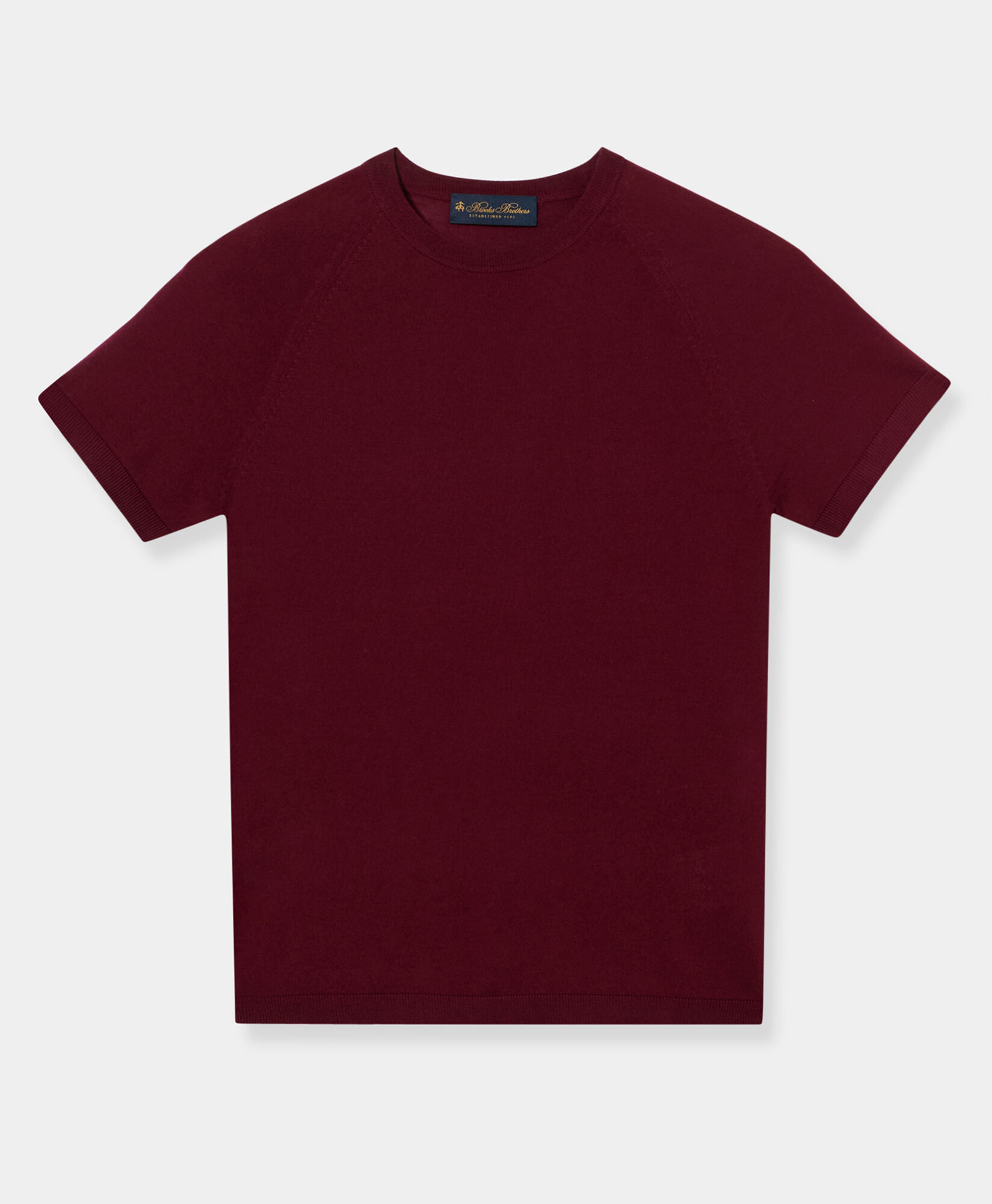 Brooks Brothers Short-Sleeved Merino Wool Crewneck Burgundy KNCRN038WOPWO006BORDP001