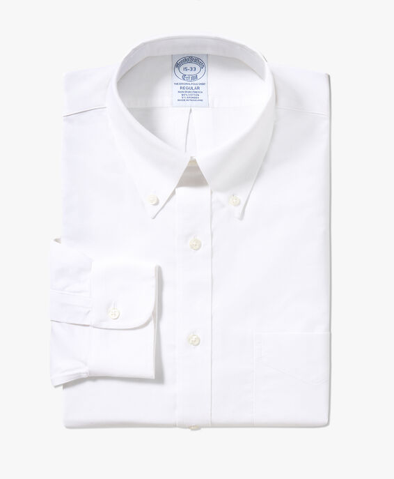Brooks Brothers White Regular Fit Non-Iron Stretch Cotton Shirt with Button Down Collar White 1000095742US100200512
