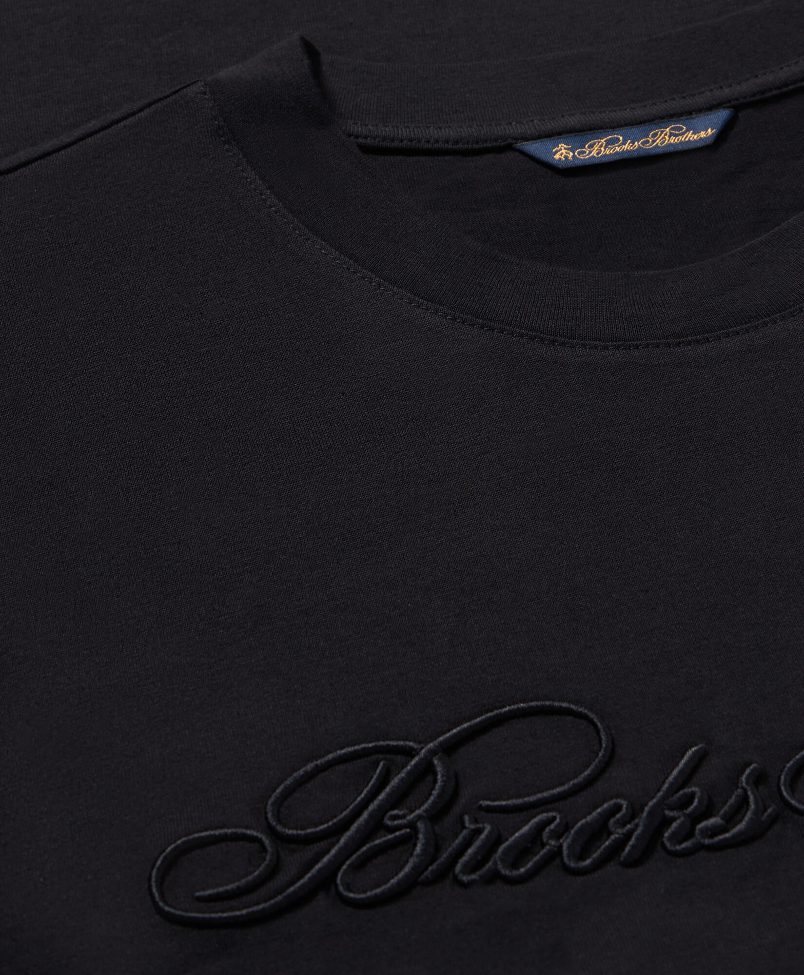 Brooks Brothers Logo cotton T-shirt Black KNTSH004COPCO001BLAKP001