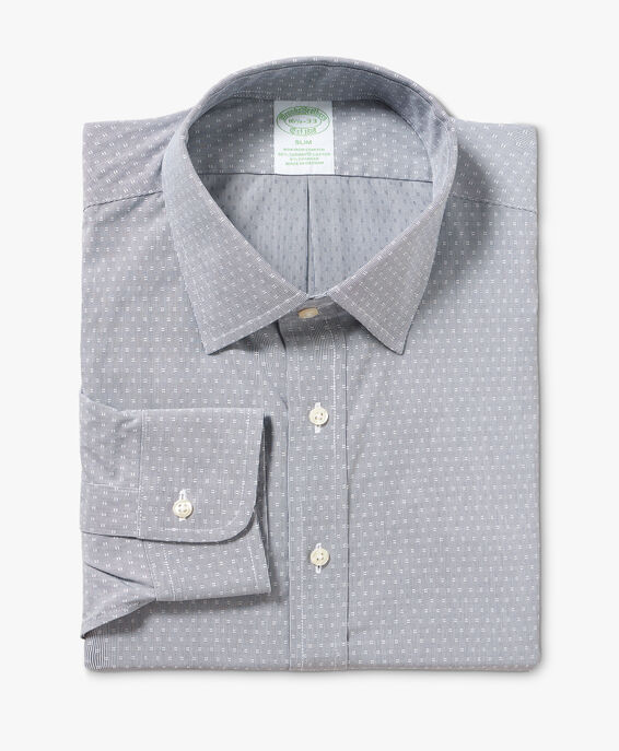 Brooks Brothers Grey Slim Fit Non-Iron Stretch Cotton Dress Shirt with Ainsley Collar Grey 1000097868US100206051