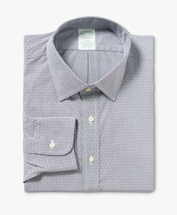 Brooks Brothers Camisa de vestir de algodón elástico gris non-iron corte slim con cuello Ainsley Azul marino 1000097868US100206051