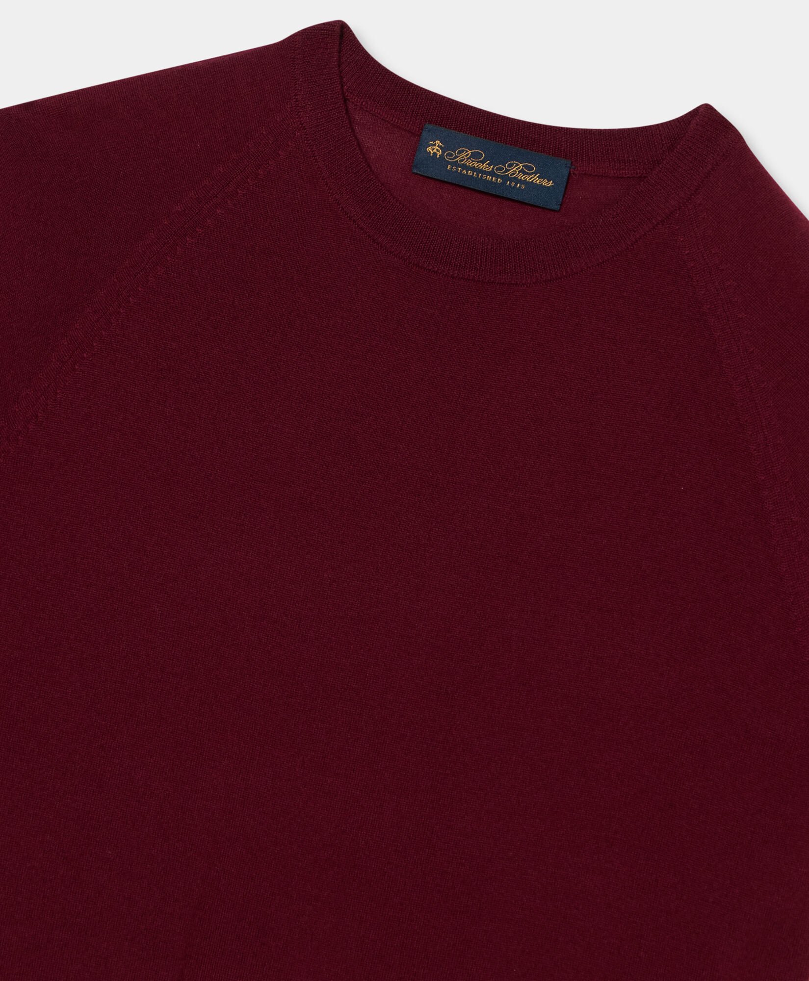 Brooks Brothers Short-Sleeved Merino Wool Crewneck Burgundy KNCRN038WOPWO006BORDP001