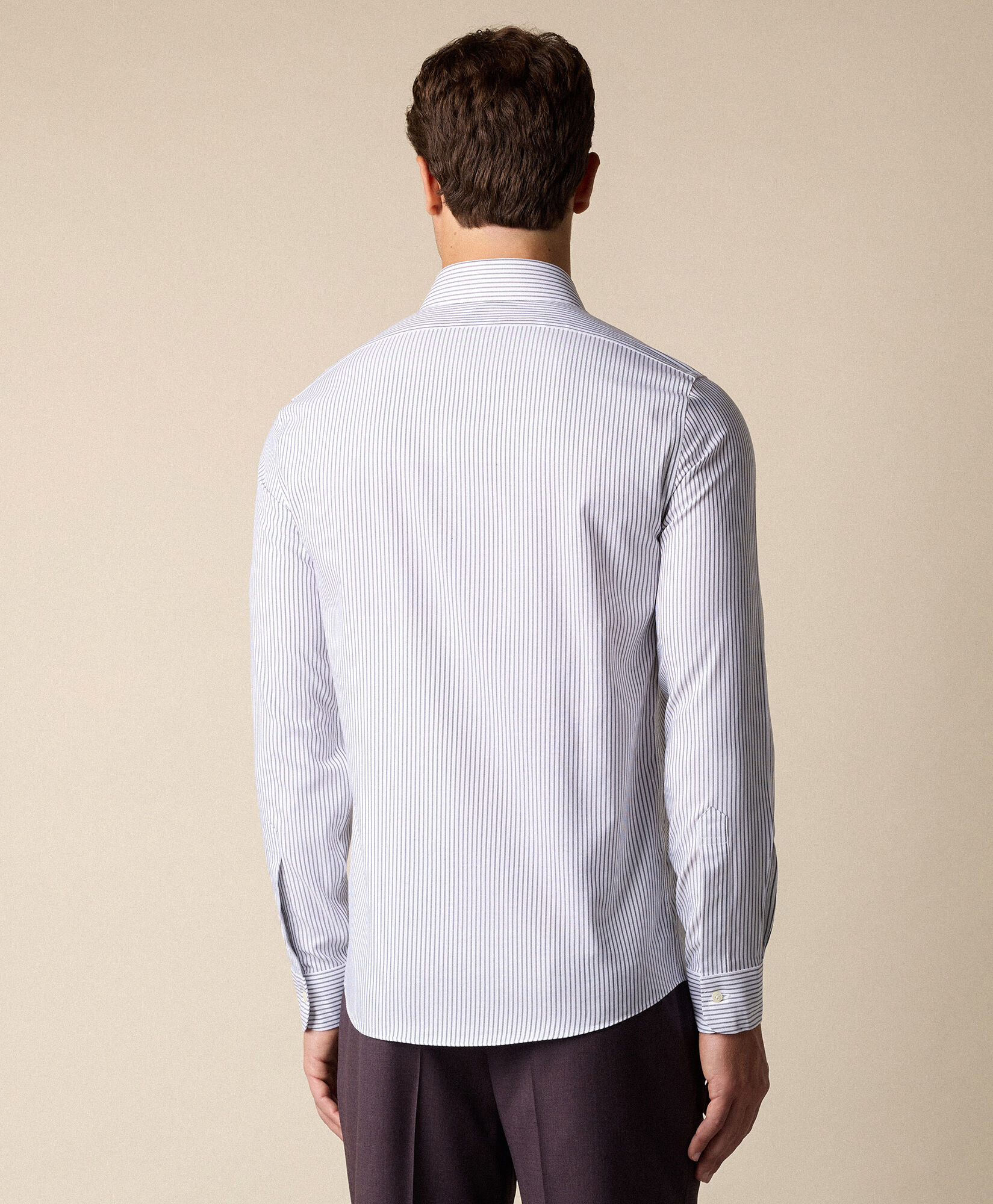 Brooks Brothers Slim Fit Non-Iron Striped Stretch Twill Shirt with Ainsley Collar Black 1000106426US100225638