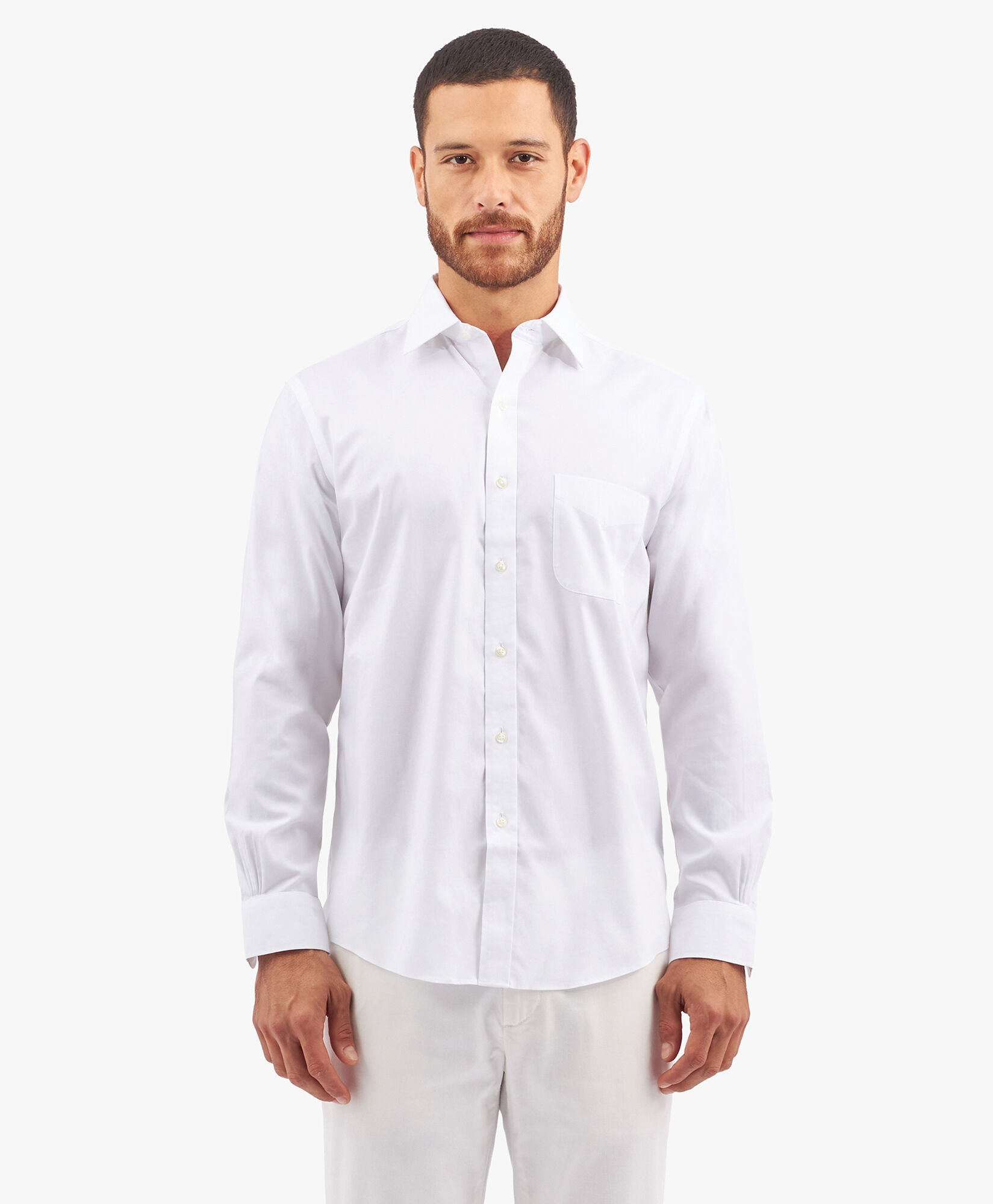 Brooks Brothers Chemise Regular Fit Non-Iron en Supima Oxford Pinpoint avec Col Ainsley Blanc 1000095080US100199365