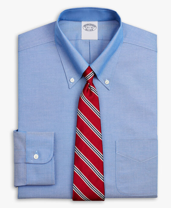 Brooks Brothers Blaues Regular-Fit Non-Iron Pinpoint-Anzughemd mit Button-Down-Kragen Blau 1000095081US100199371