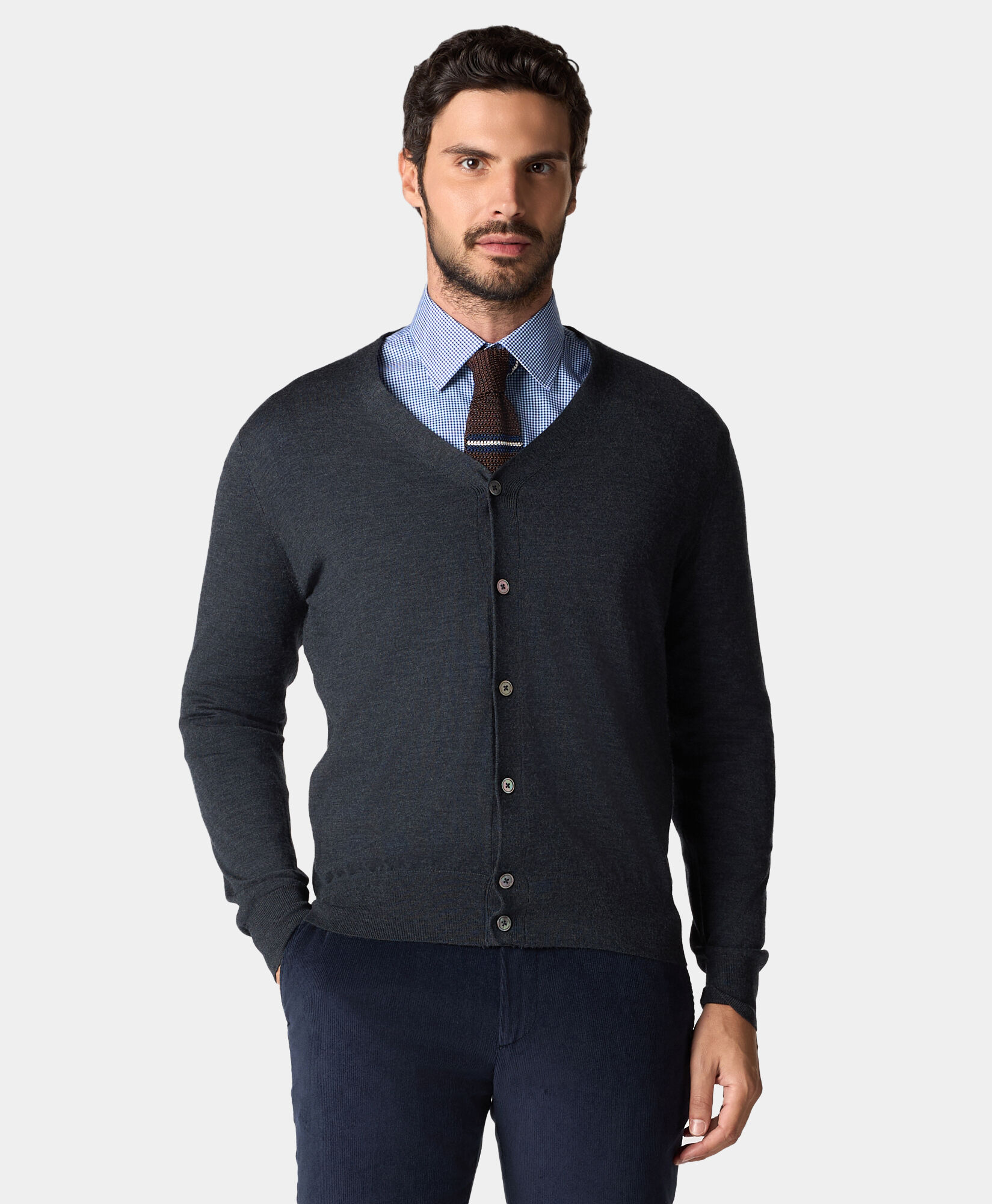 Merino Wool Cardigan in Dark Grey for Men Brooks Brothers UK