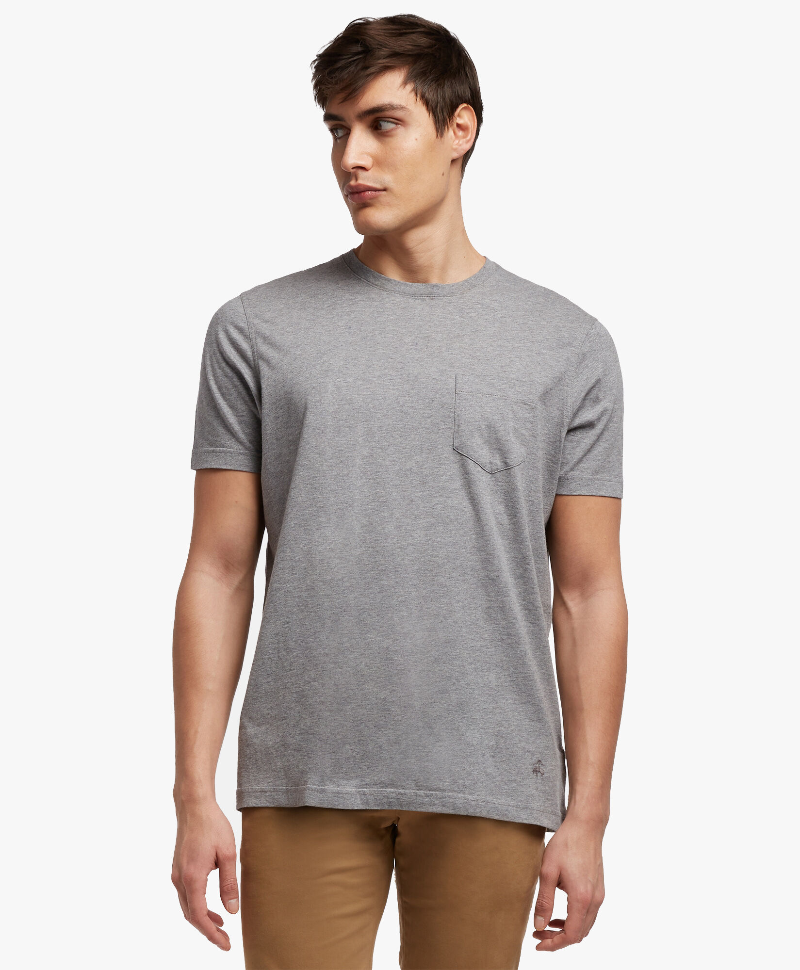 Supima Crewneck Cotton T Shirt in Grey Brooks Brothers EU