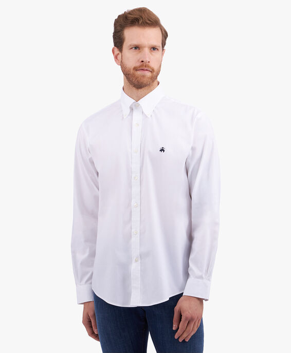 Brooks Brothers White Regular Fit Non-Iron Stretch Supima Cotton Casual Shirt with Button Down Collar White 1000095302US100199975