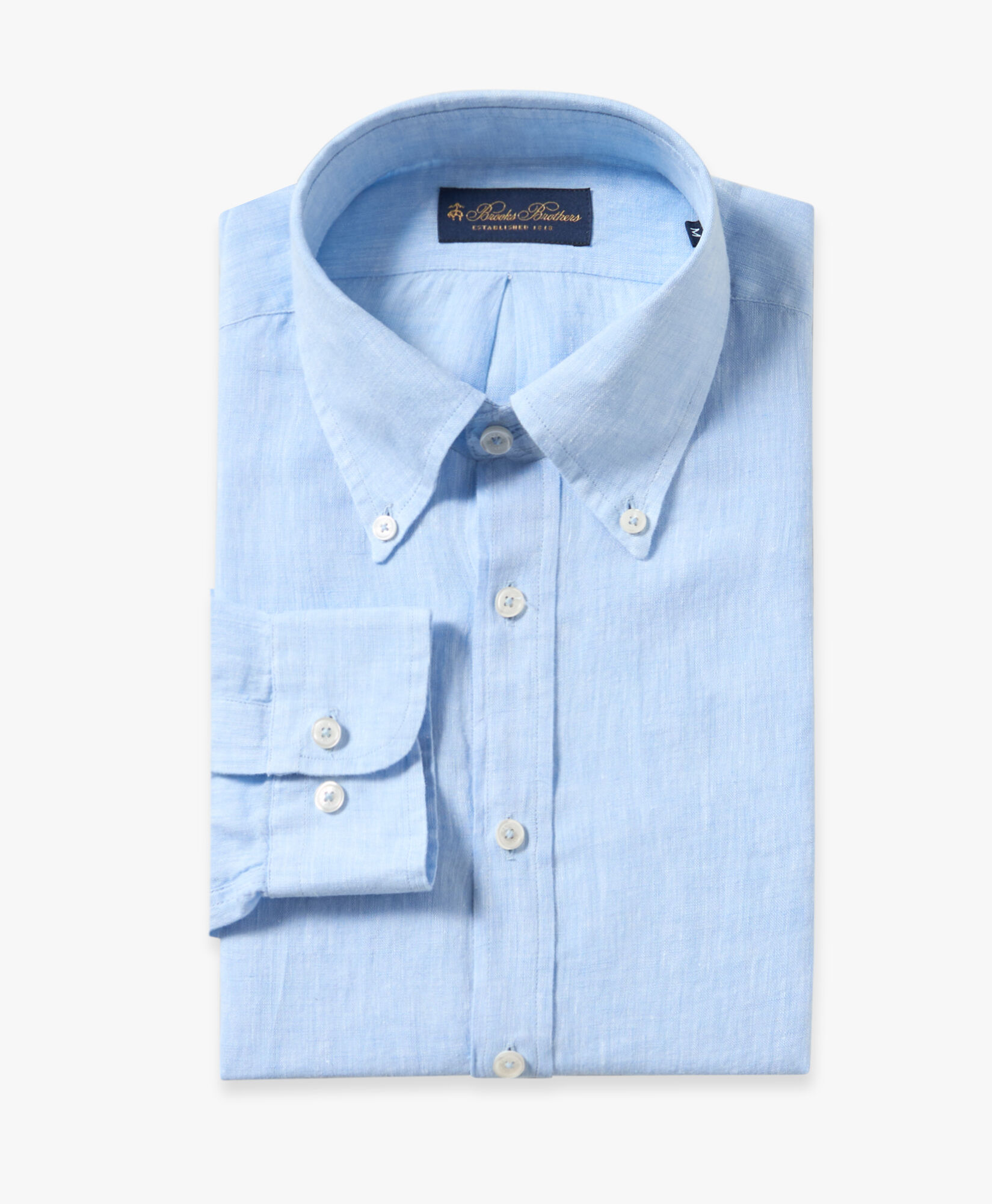 Brooks Brothers Chemise Slim Fit en Lin avec Col Button-Down Bleu Clair CSHBD007LIPLI001LTBLP001