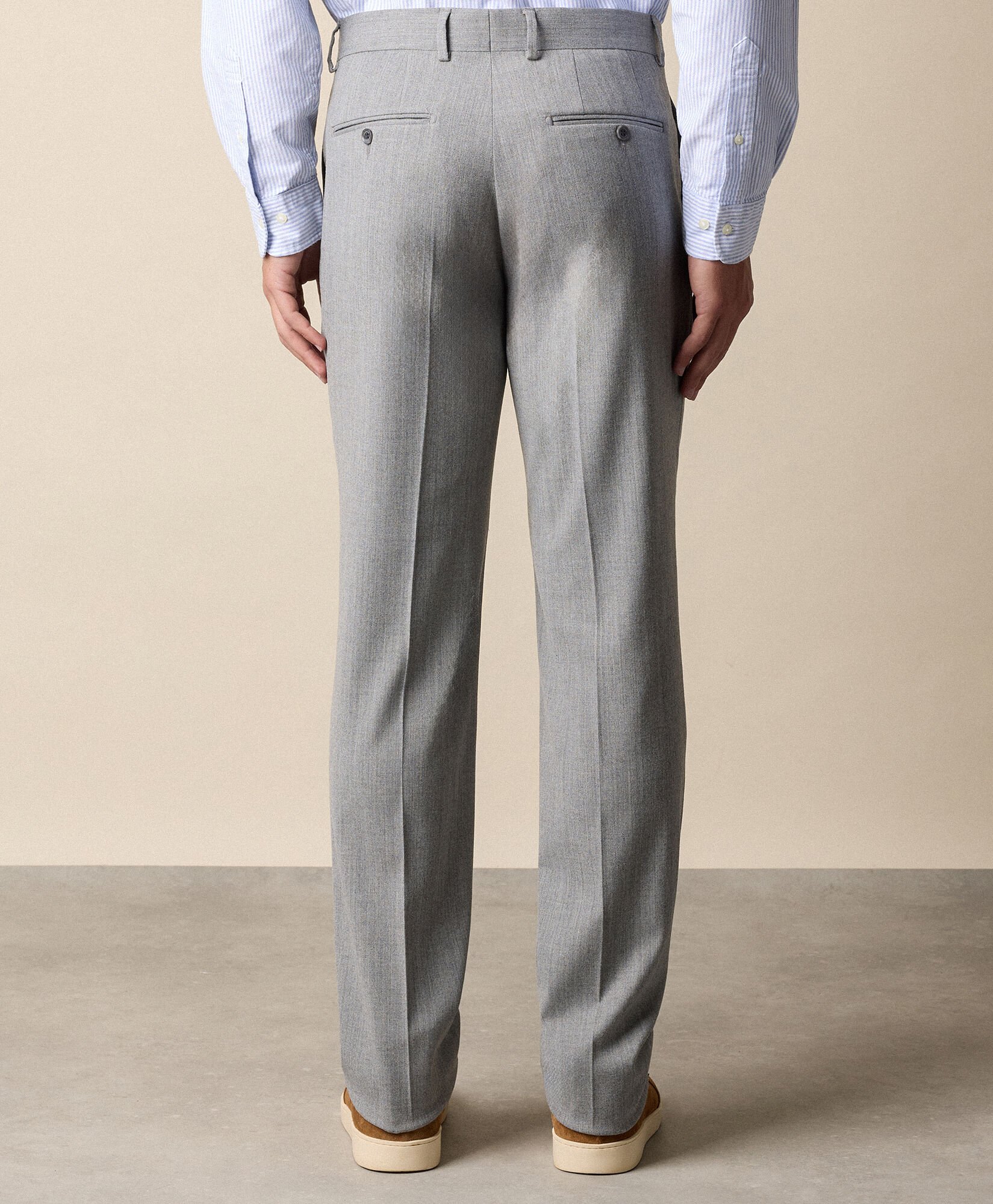 Brooks Brothers Virgin Wool Blend Trousers Light Grey DTROU037WVBPL005LTGRP001