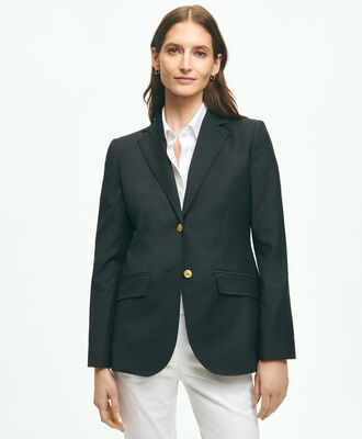 Wool Blazer with Gold Shank Buttons in Navy for Women Brooks