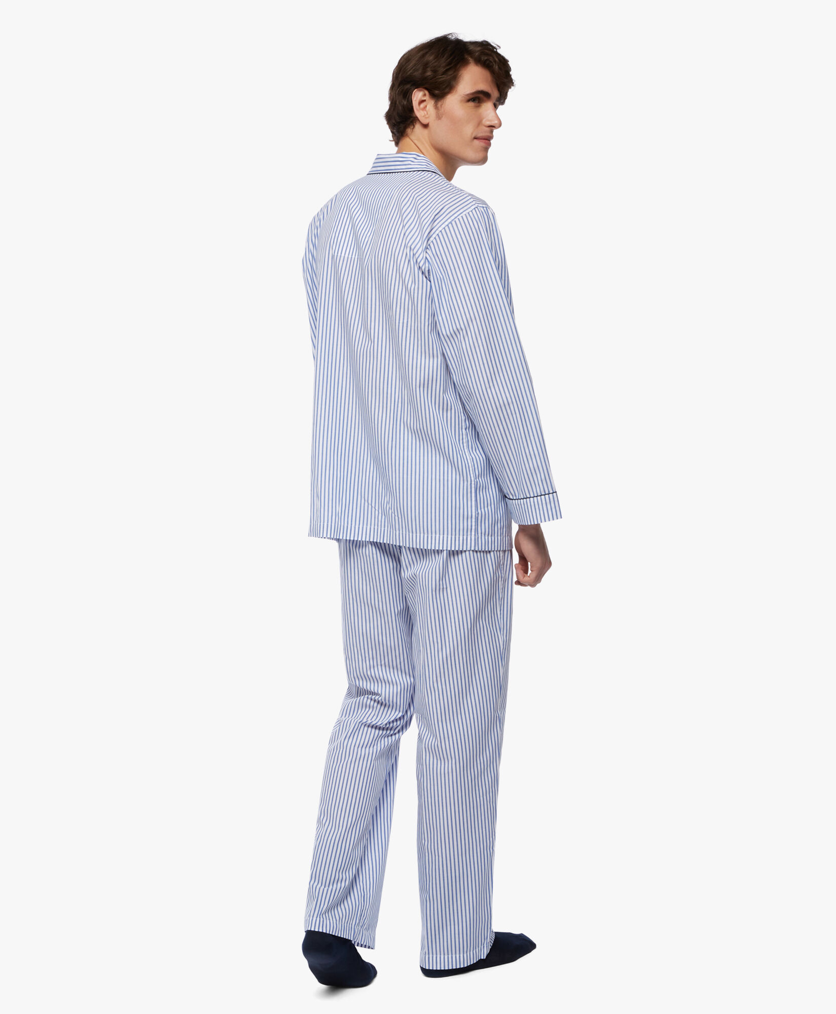 CottonBroadclothBengalStripePajamas in Blue for Men Brooks Brothers EU