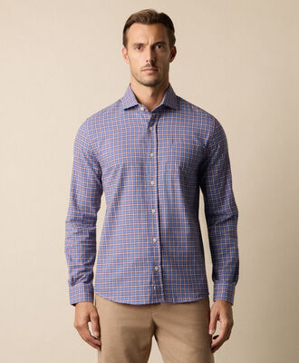 Brooks Brothers Slim Fit Checked Cotton Flannel Shirt with Spread Collar Light Blue CSHSP013COPCO001LTBLF001