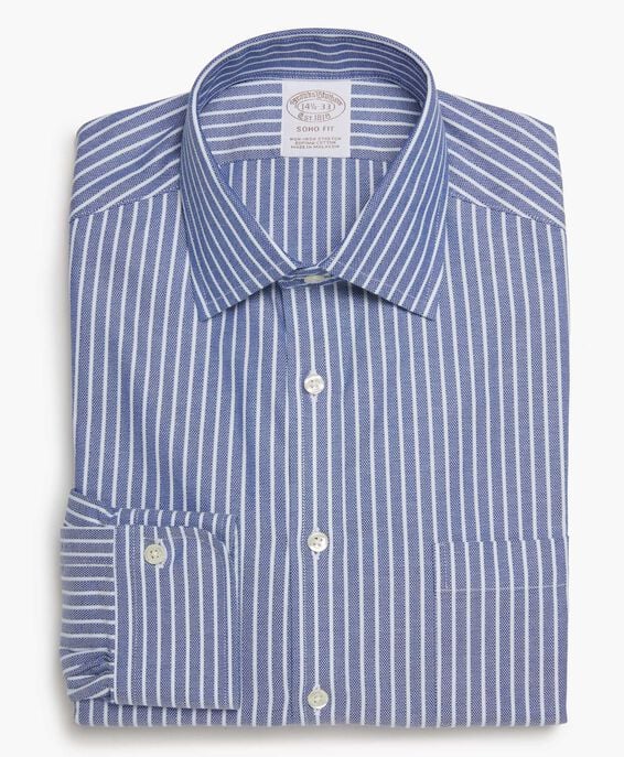 Brooks Brothers Camisa de vestir corte extra-slim Soho non-iron de dobby con cuello Ainsley Rayas cian suave 1000084524US100172949