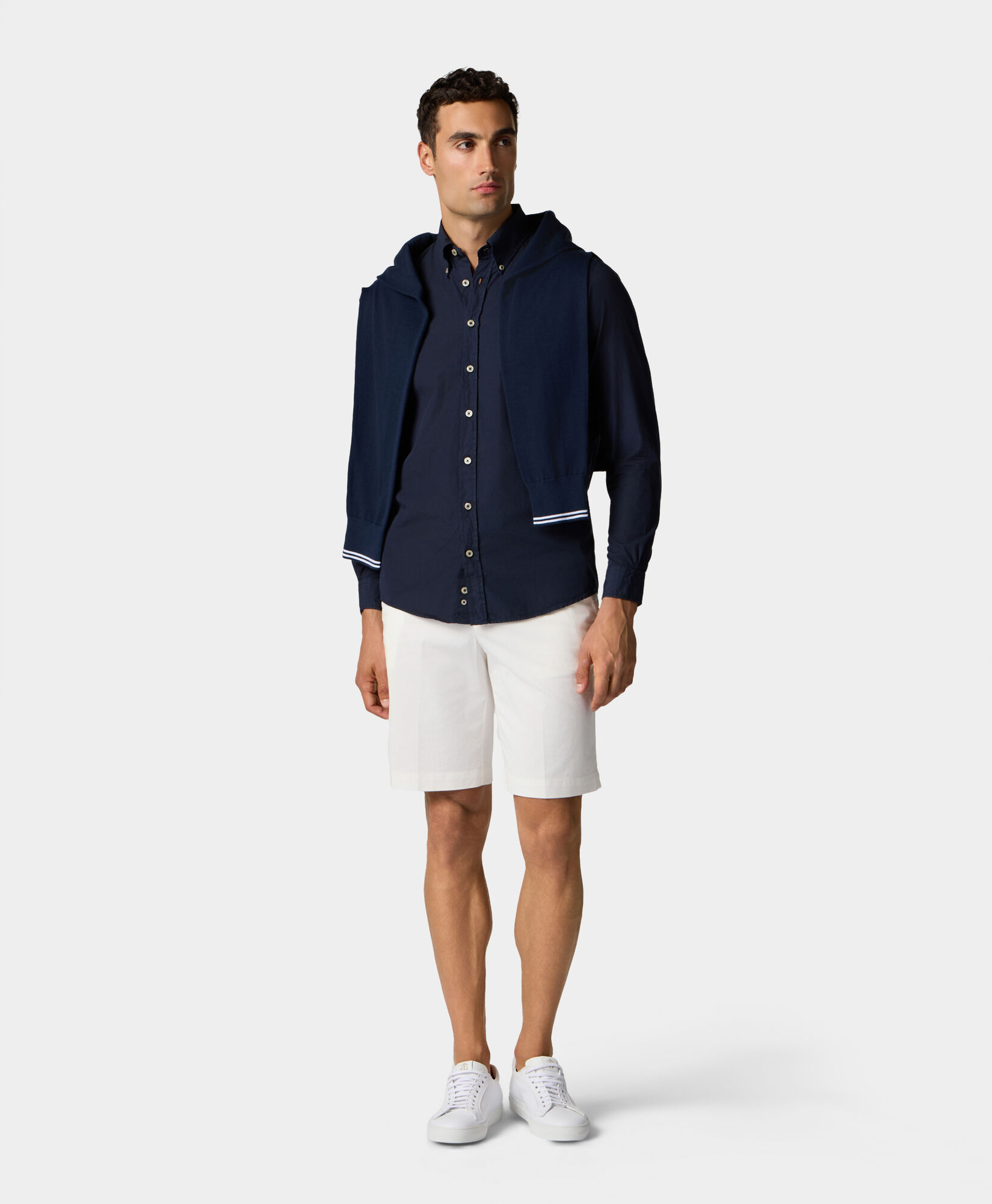 Brooks Brothers Chemise Slim Fit en Coton Teintée à la Garment avec Col Button Down Bleu Marine CSHBD012COPCO001NAVYP001