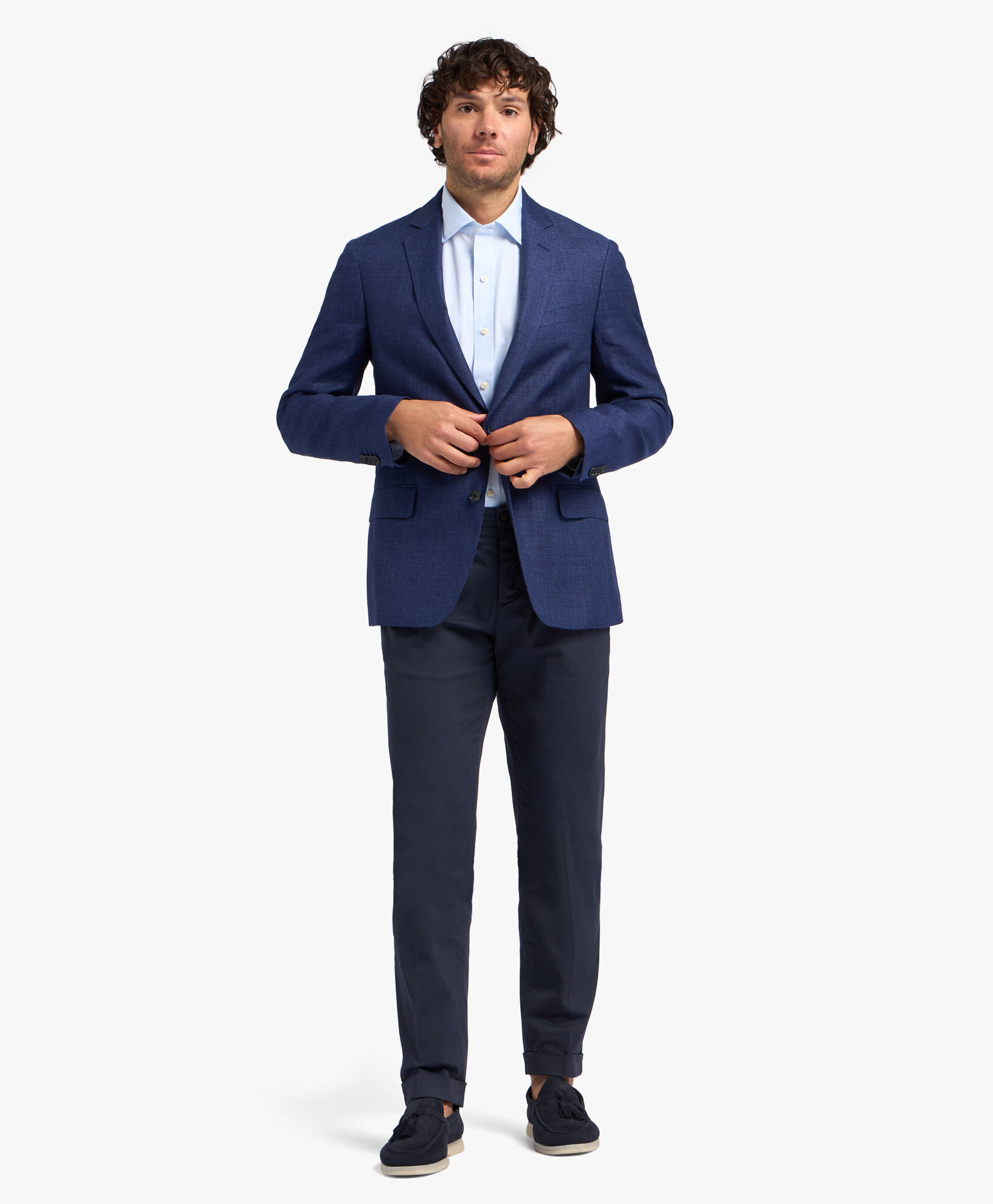 Navy Linen and Virgin Wool Blend Blazer in Bluette for Men Brooks Brothers EU