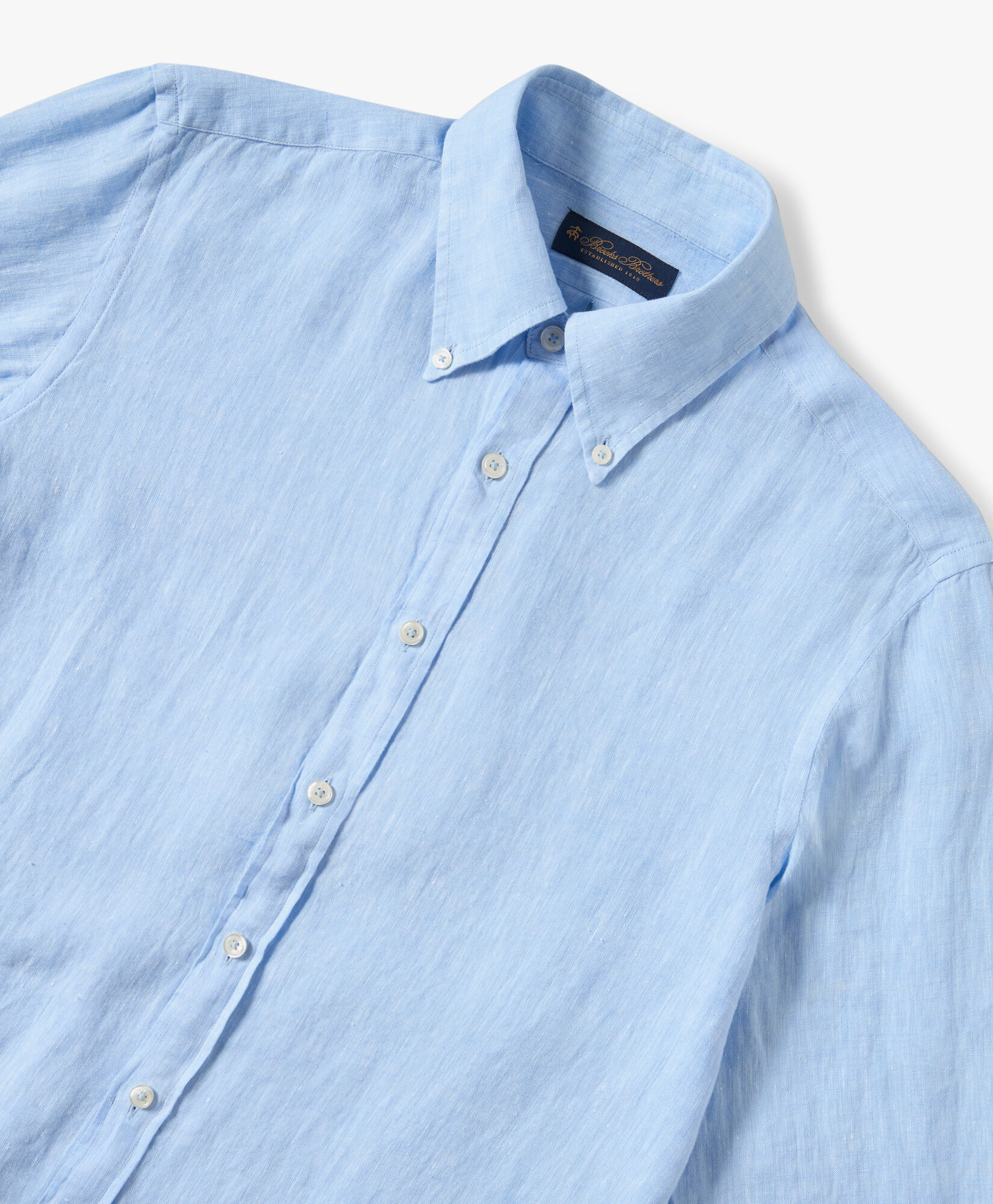 Brooks Brothers Chemise Slim Fit en Lin avec Col Button-Down Bleu Clair CSHBD007LIPLI001LTBLP001