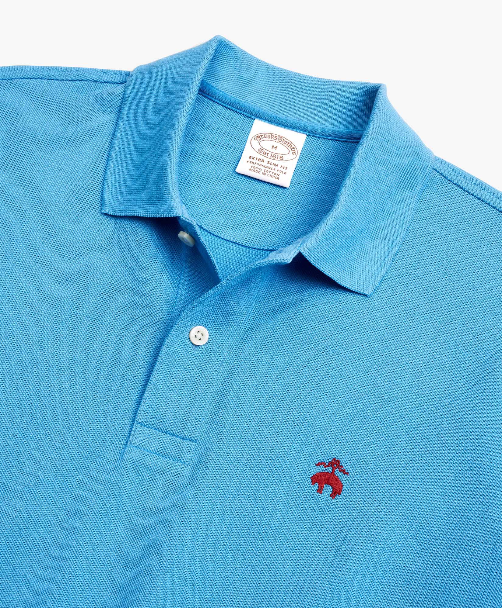 Extra slim Fit Short Sleeves Supima Cotton Polo Shirt in Intense Light Blue for Men Brooks Brothers EU