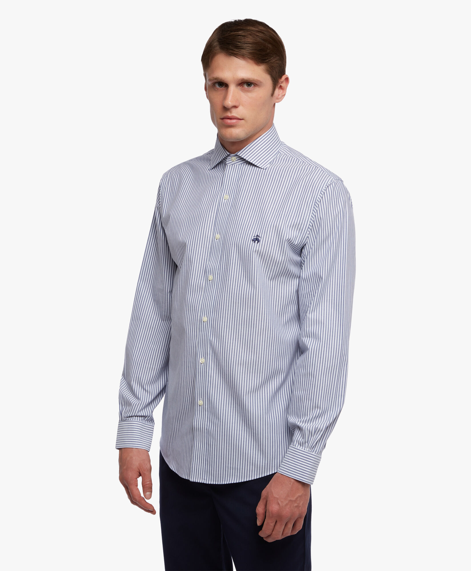 Camicia Blu Regular Fit Non Iron con colletto aperto in Blu