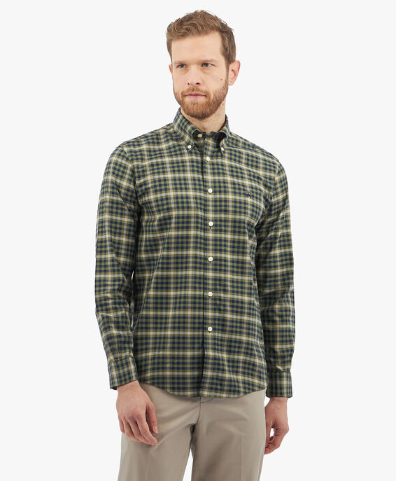 Brooks Brothers Dark Green Regular Fit Non-Iron Stretch Cotton Shirt with Button-Down Collar Dark Green 1000097913US100206145