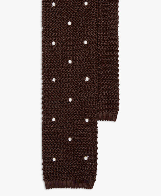 Brooks Brothers Knitted Tie with Polka Dots Brown Fantasy ACNEK040SEPSE001BRWNF001