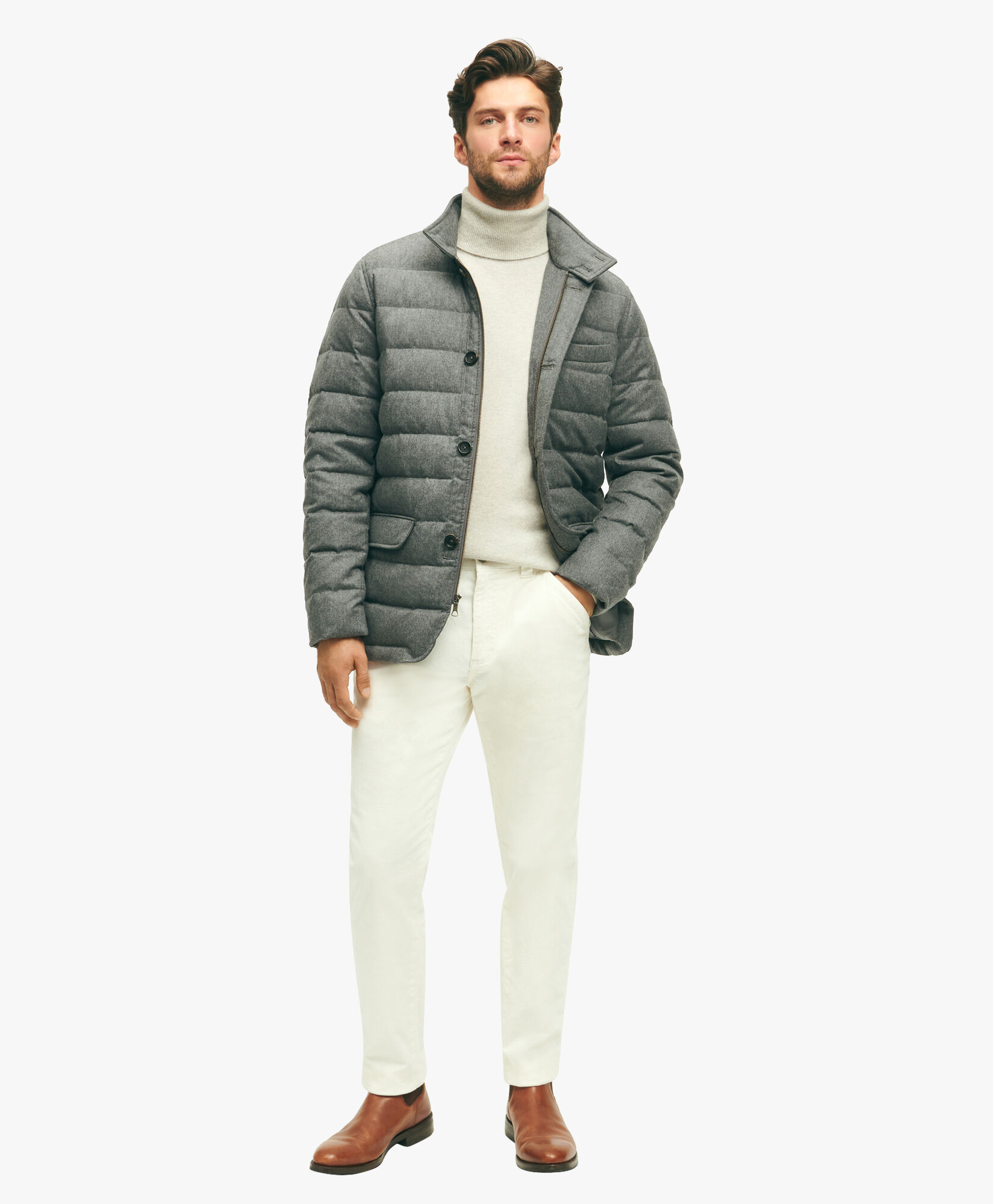 Grey Wool Down Puffer Blazer in Grey for Men Brooks Brothers EU