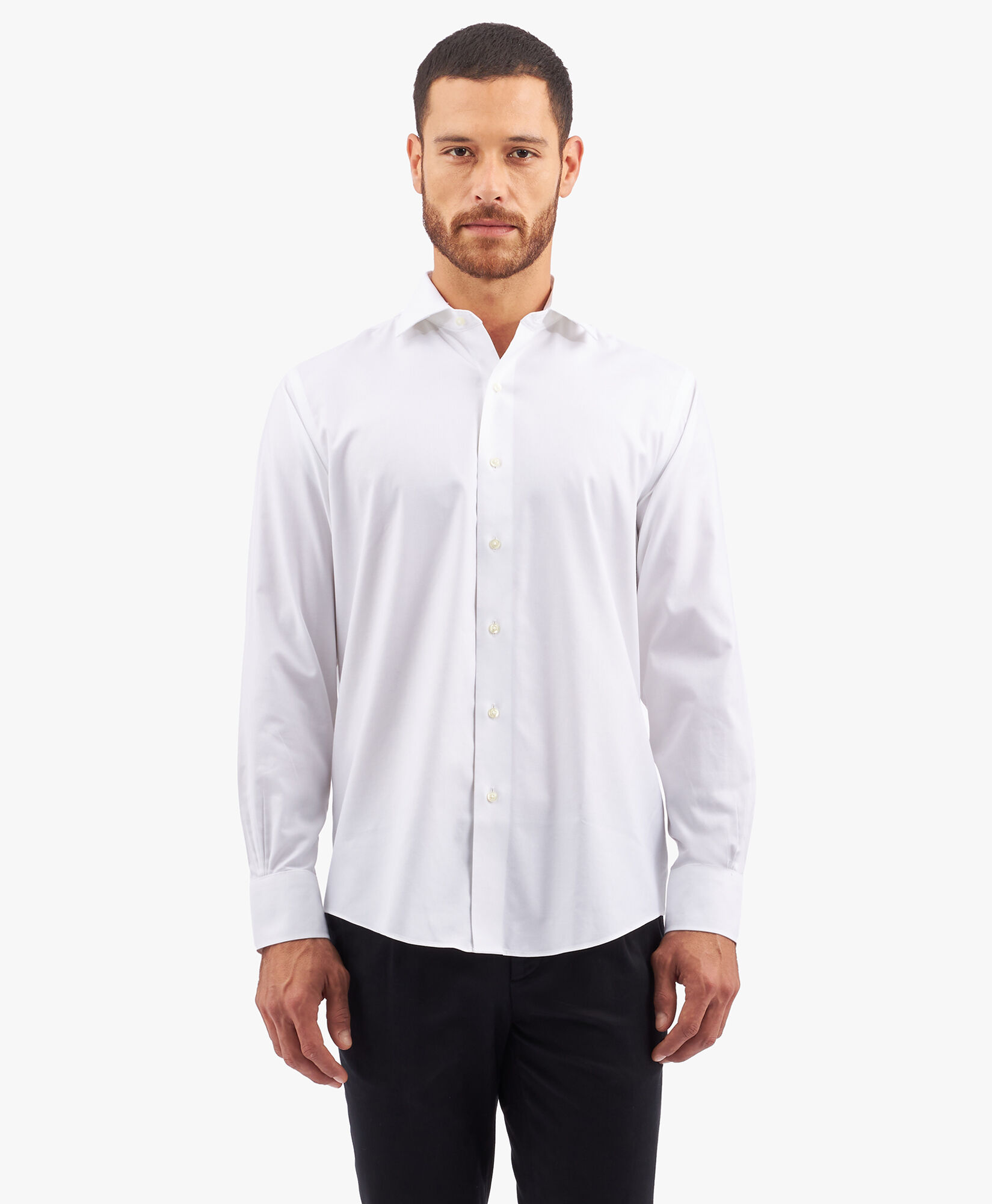 Brooks Brothers Regular Fit Non-Iron Stretch Twill Shirt with English Collar White 1000097508US100205358
