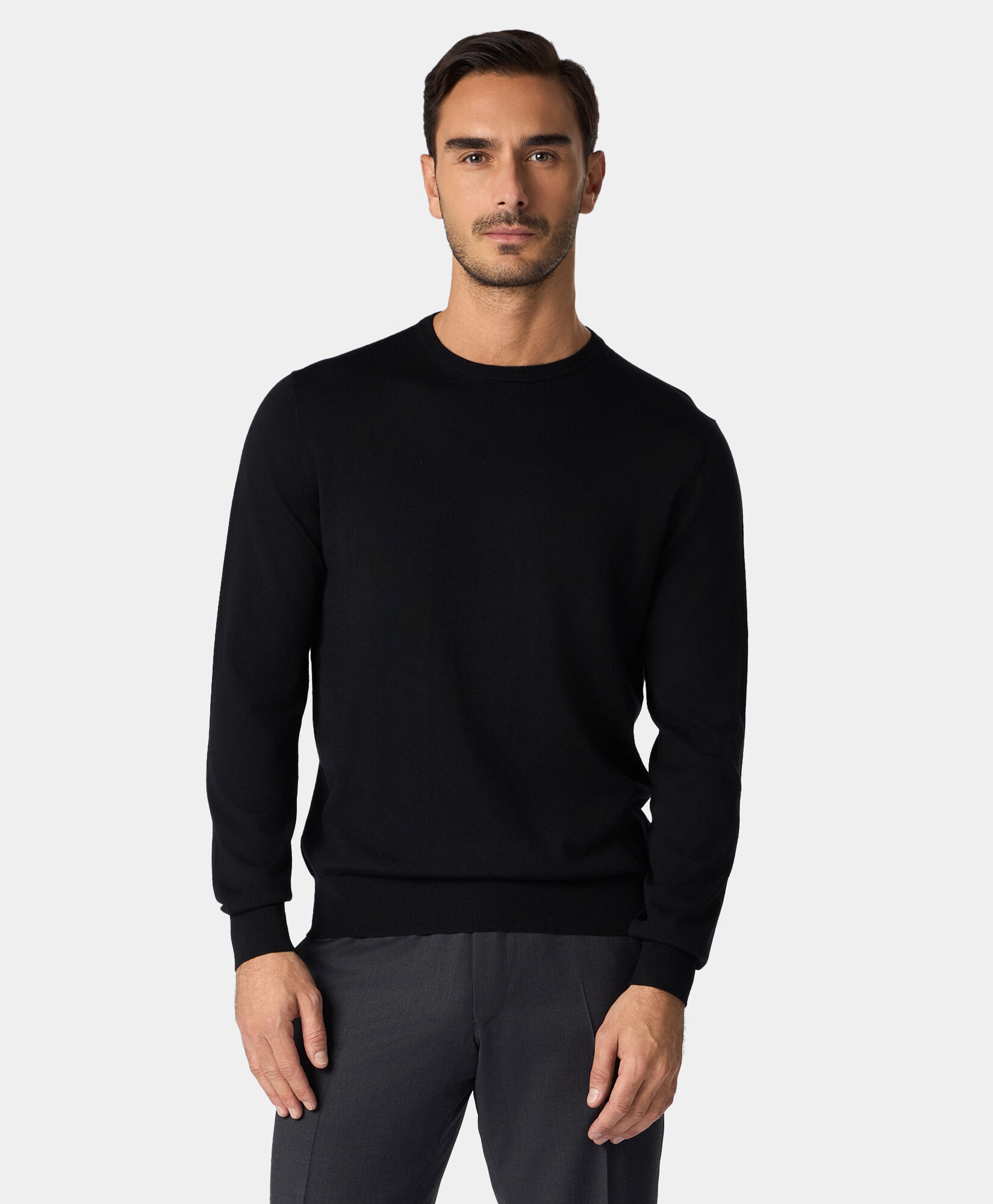 Brooks Brothers Merino Wool Crewneck Sweater Black KNCRN035WOPWO006BLAKP001
