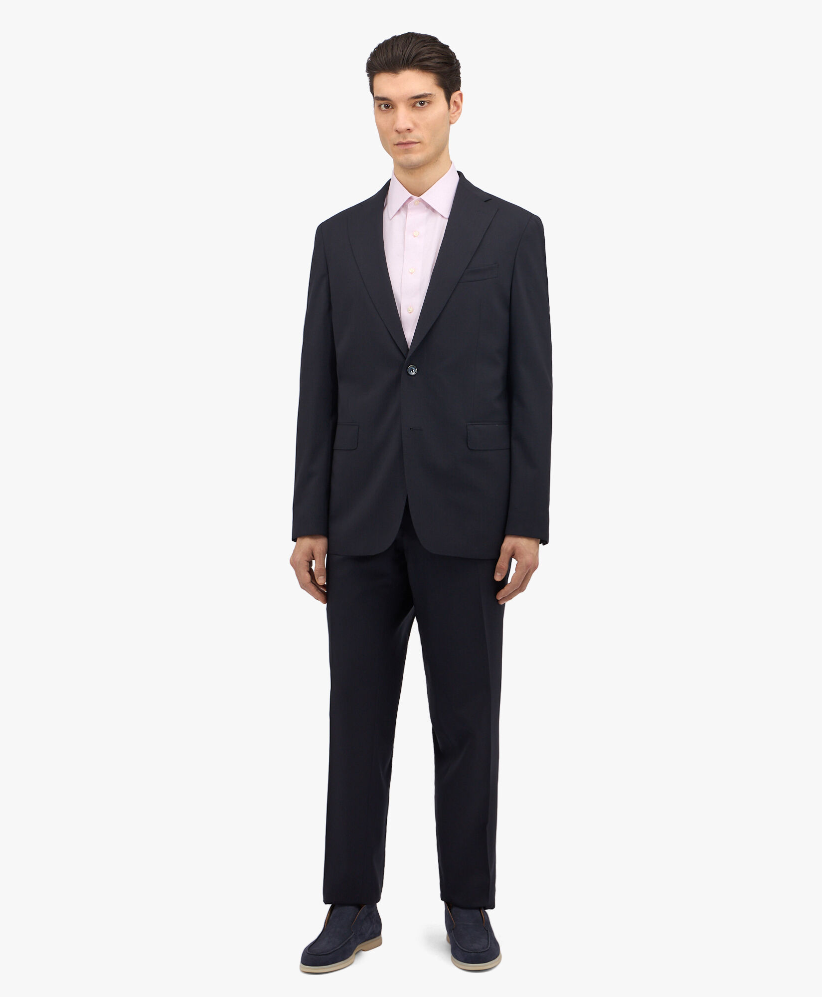 Brooks Brothers Dark Navy Stretch Virgin Wool Pants Dark Navy DTROU011WVBSP001NAVYP003