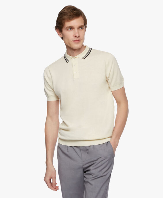 Brooks Brothers Linen and Cotton Polo Shirt White KNPOL004LIBCO001WHITP001