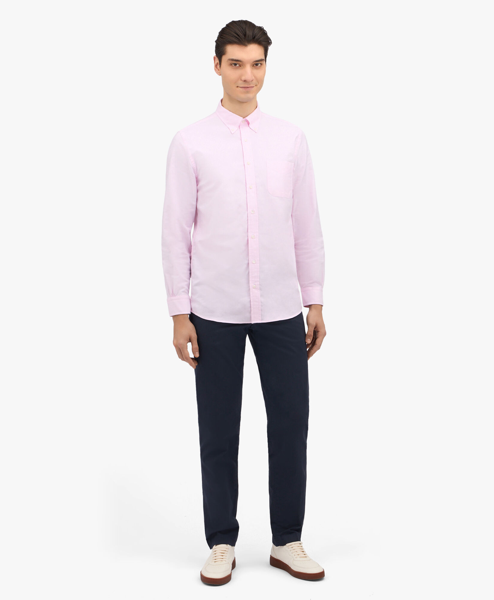 Brooks Brothers Chemise coupe slim en coton oxford rose non-iron avec col Button-Down Rose clair 1000095144US100199543