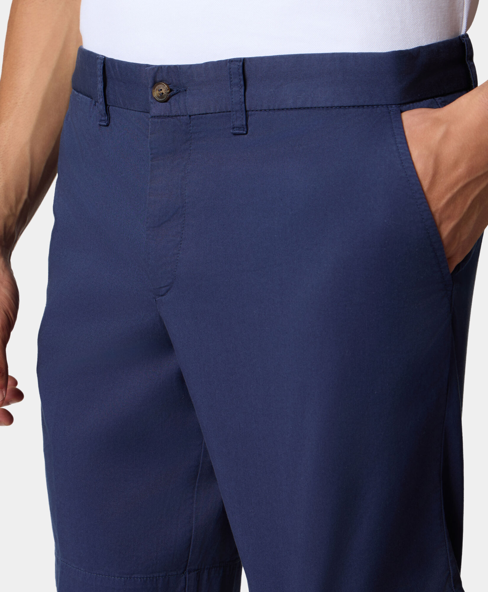 Brooks Brothers Stretch Cotton Gabardine Bermuda Shorts Blue CPBER007COBSP002BLUEP001