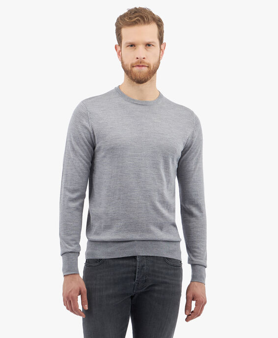 Brooks Brothers Merino Wool Crew-Neck Sweater Mid Grey KNCRN005WOPWO002MDGRP001