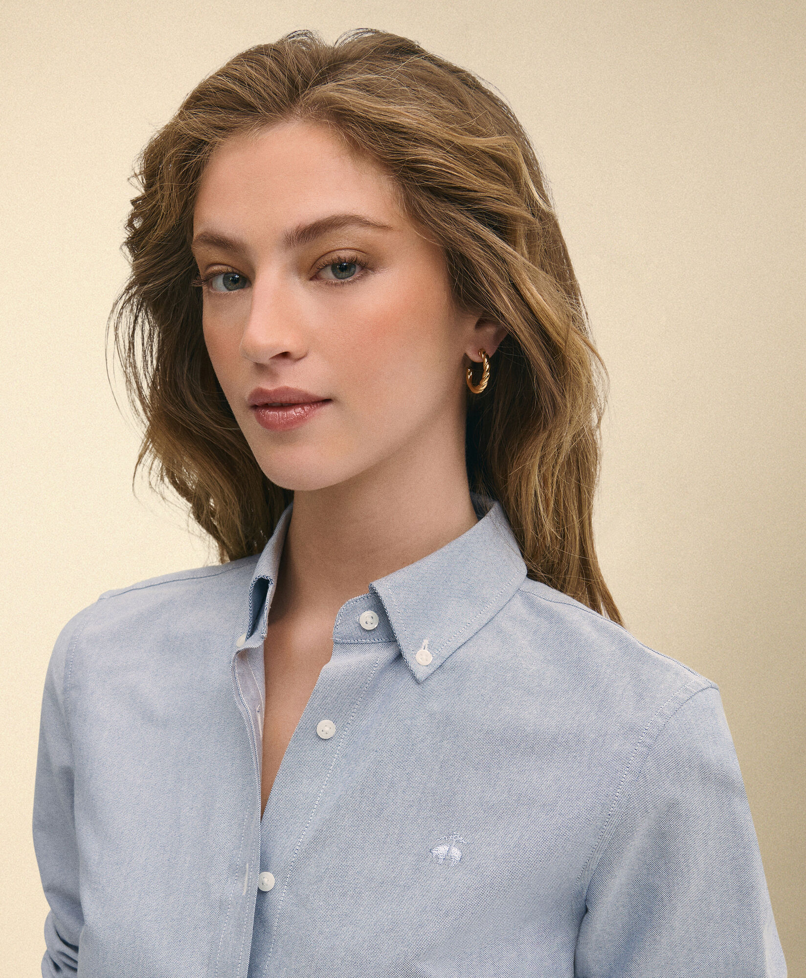 Brooks Brothers Classic Fit Oxford Shirt with Button Down Collar Blue 1000102787US100217139