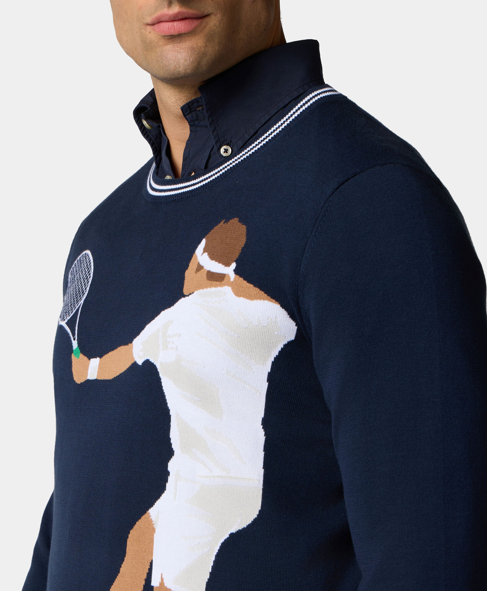 Brooks Brothers Tennis Player Cotton Sweater Blue 1000103357US100218863