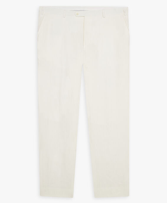 Brooks Brothers White Linen Trousers White DTROU010LIPLI001WHITP001