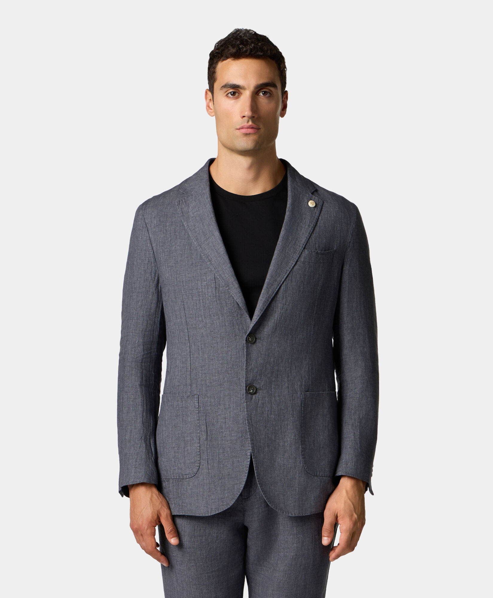 Brooks Brothers Linen Single-Breasted Blazer Dark Grey JKREG070LIPLI001DKGRP001